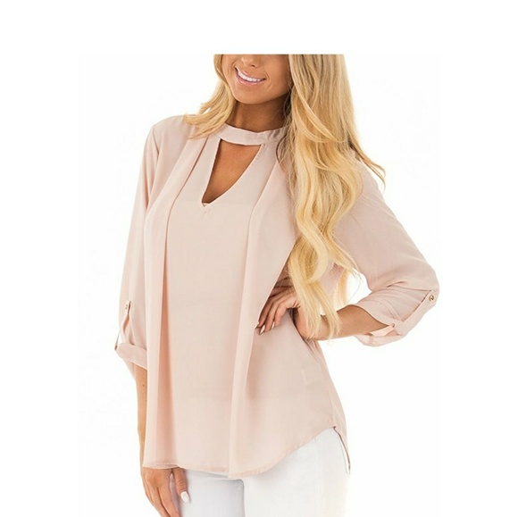 Tops - 🖤HP🖤 Blush Pink Choker Blouse